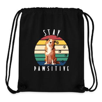 Hunde stay pawsitive mit Pfoten retro - Stanley/Stella recycelter Gym Bag - Schwarz - Vorne