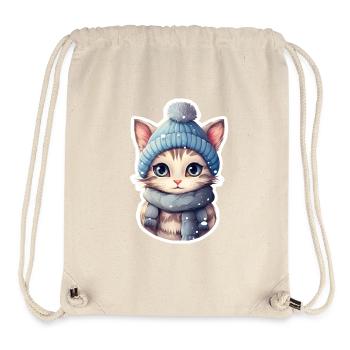 Katze mit Mütze und Schal - Stanley/Stella recycelter Gym Bag - Naturweiß - Vorne