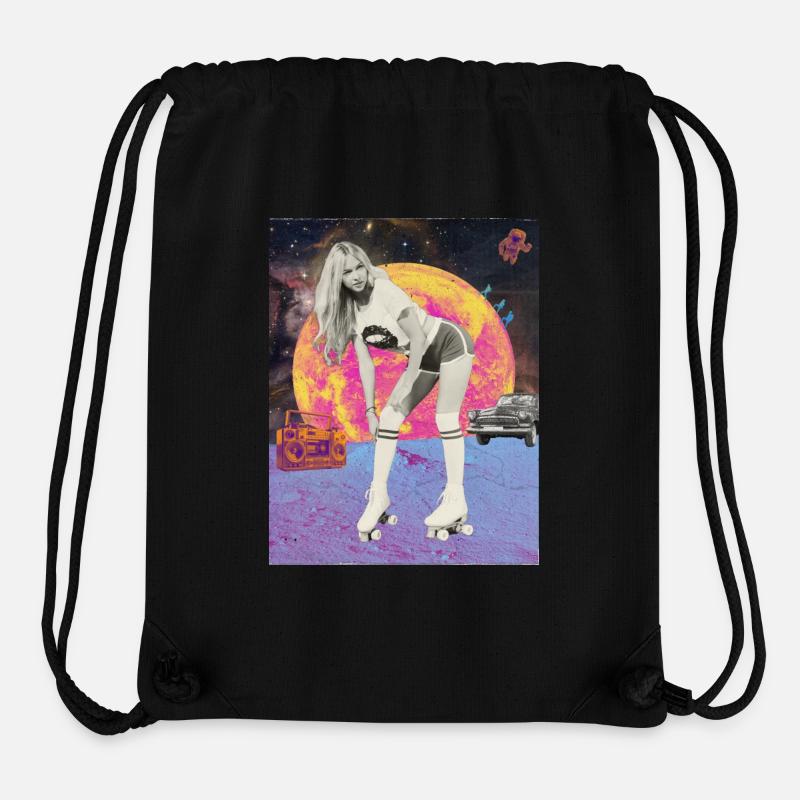 Moon Roller Retro Poster - Sac à cordon recyclé Stanley/Stella - noir