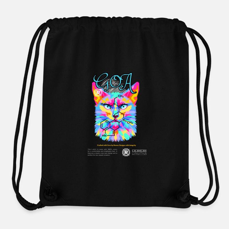 Goa Cat : T-shirt d’aventure LSD - Sac à cordon recyclé Stanley/Stella - noir