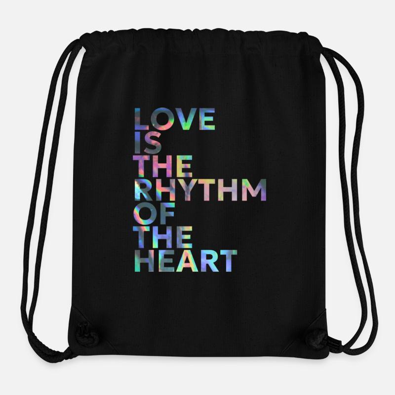 L’AMOUR EST LE RYTHME DU CŒUR - Sac à cordon recyclé Stanley/Stella - noir