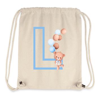 Blue Letter L Bear - Stanley/Stella Recycled Gym Bag - natural - Front
