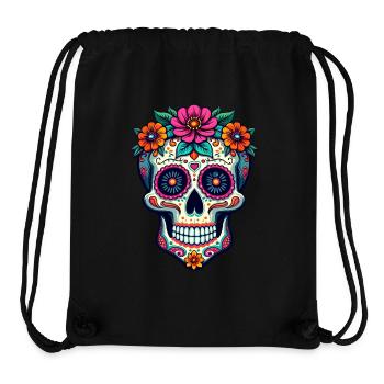 Floraler Zuckerschädel – Lebendige Kunst zum Tag der Toten - Stanley/Stella recycelter Gym Bag - Schwarz - Vorne