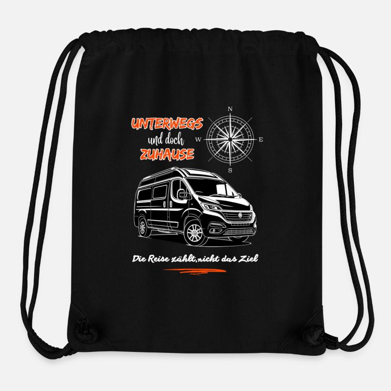 Camping Van Motorhome Saying with Compass - Stanley/Stella Recycled Gym Bag - black