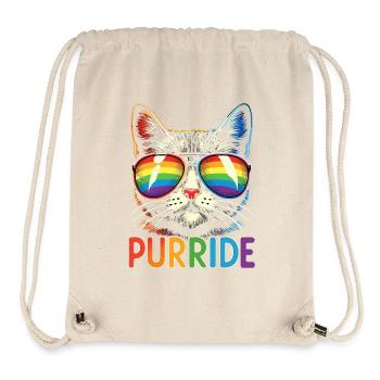 "Purrride" Coole Katze mit Regenbogen-Fliegerbrille - Stanley/Stella recycelter Gym Bag - Naturweiß - Vorne