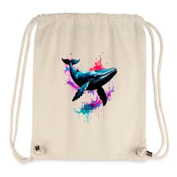 Whale, illustration, colorful, graffiti, colorful, splash - Stanley/Stella Recycled Gym Bag - natural - Front