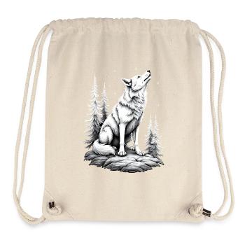 Wolf Drawing Sketch Illustration Black White - Stanley/Stella Recycled Gym Bag - natural - Front