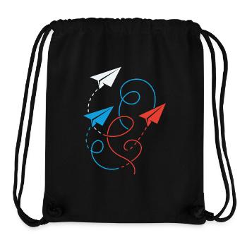 avion en papier - Sac à cordon recyclé Stanley/Stella - noir - Devant