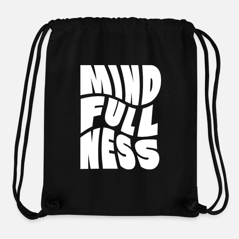 Conception typographique Mindfullness - Sac à cordon recyclé Stanley/Stella - noir
