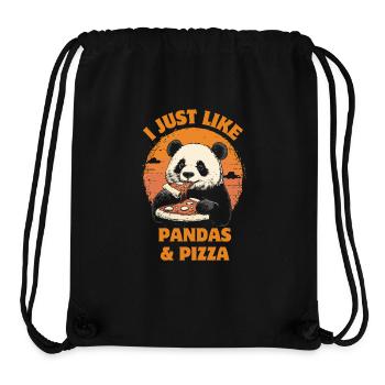 Panda mange de la pizza - Sac à cordon recyclé Stanley/Stella - noir - Devant