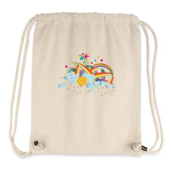 ciel arc-en-ciel de conte de fées avec des nuages et des fleurs - Sac à cordon recyclé Stanley/Stella - blanc naturel - Devant