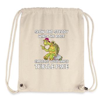 Lent et régulier gagne la course, adopte le rythme de la tortue - Sac à cordon recyclé Stanley/Stella - blanc naturel - Devant