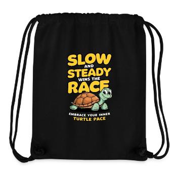 Lent et régulier gagne la course, adopte le rythme de la tortue - Sac à cordon recyclé Stanley/Stella - noir - Devant