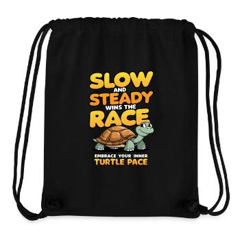 Lent et régulier gagne la course, adopte le rythme de la tortue - Sac à cordon recyclé Stanley/Stella - noir - Devant