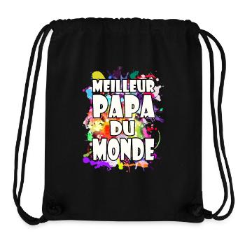 Cadeau fête des pères meilleur papa du monde - Sac à cordon recyclé Stanley/Stella - noir - Devant