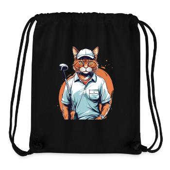 Golf Cat Handball Player Streetwear Design - Sac à cordon recyclé Stanley/Stella - noir - Devant