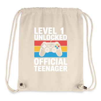 Level 1 Freigeschaltetes Geburtstags-Gamer-Geschenk - Stanley/Stella recycelter Gym Bag - Naturweiß - Vorne