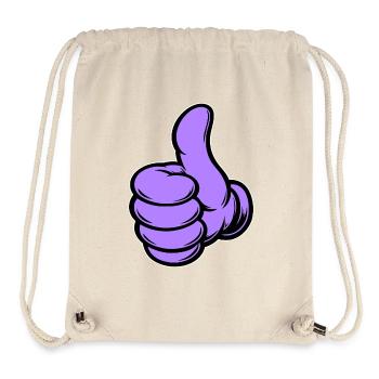 OK Comic Thumbs Up Hand Icon Purple - Stanley/Stella Recycled Gym Bag - natural - Front