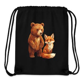 Geometrische Low Poly Bären- und Fuchswaldkunst - Stanley/Stella recycelter Gym Bag - Schwarz - Vorne