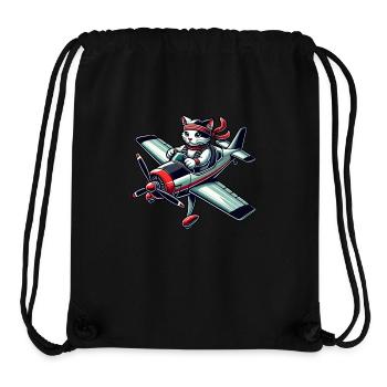 Cat Pilot Propeller Airplane Flying - Stanley/Stella Recycled Gym Bag - black - Front