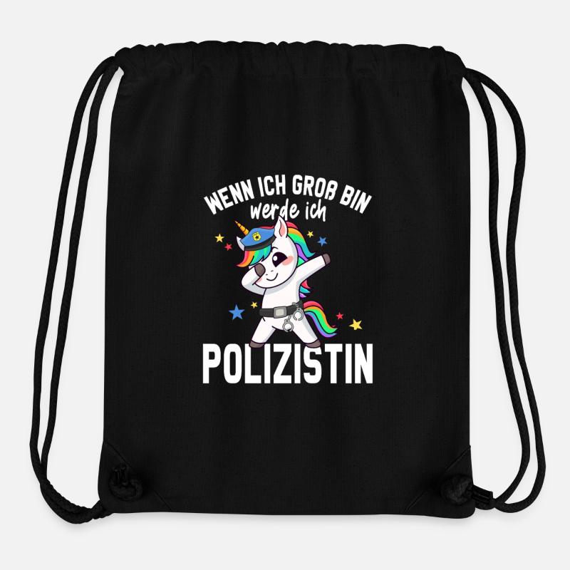 Wenn ich gross bin werde ich Polizistin Einhorn - Stanley/Stella recycelter Gym Bag - Schwarz