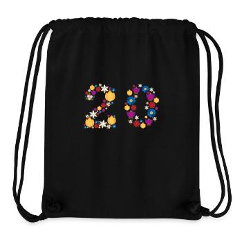 Fleurs 20 - Sac à cordon recyclé Stanley/Stella - noir - Devant