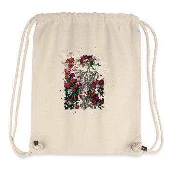 Skeleton & Roses – bleached Version - Stanley/Stella recycelter Gym Bag - Naturweiß - Vorne