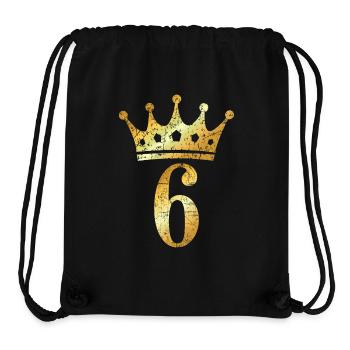 Couronne numéro 6 (jaune doré vintage) 6ème anniversaire - Sac à cordon recyclé Stanley/Stella - noir - Devant