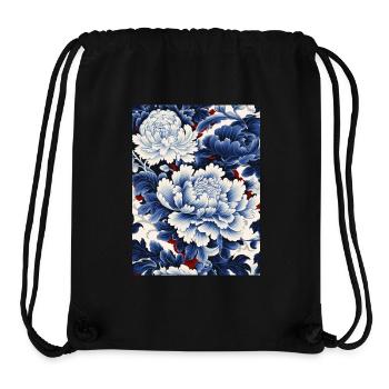 Motif floral en porcelaine chinoise - Sac à cordon recyclé Stanley/Stella - noir - Devant