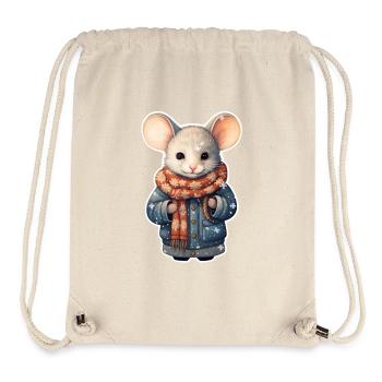 Cute Winter Mouse - Stanley/Stella Recycled Gym Bag - natural - Front