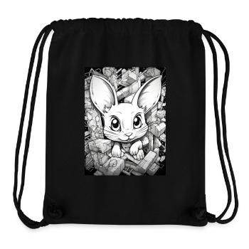 [] Lapin mignon - Sac à cordon recyclé Stanley/Stella - noir - Devant