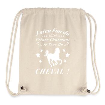 Ich schere mich einen Dreck um den Märchenprinzen, ich will ein Pferd - Stanley/Stella recycelter Gym Bag - Naturweiß - Vorne
