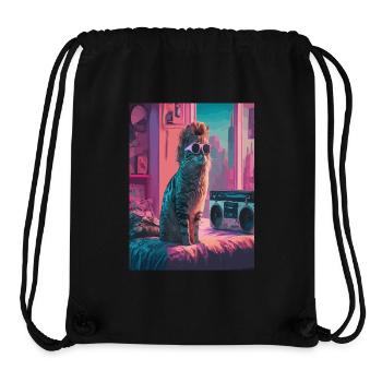 Urban Cat in Retro Vibe - Stanley/Stella recycelter Gym Bag - Schwarz - Vorne
