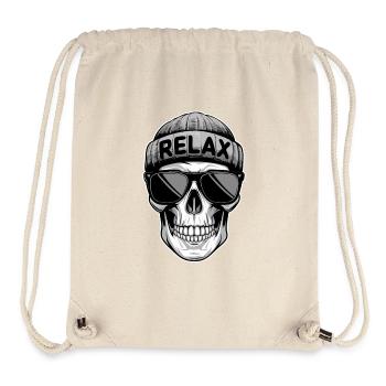 Crâne Relax avec bonnet et lunettes de soleil - Sac à cordon recyclé Stanley/Stella - blanc naturel - Devant