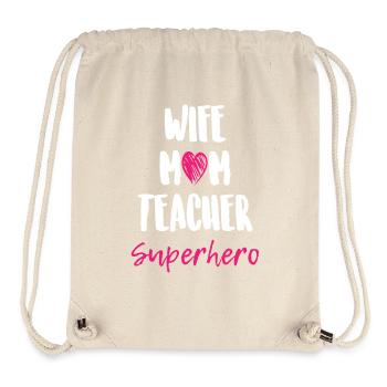 Épouse Maman Enseignant Super-héros - Sac à cordon recyclé Stanley/Stella - blanc naturel - Devant