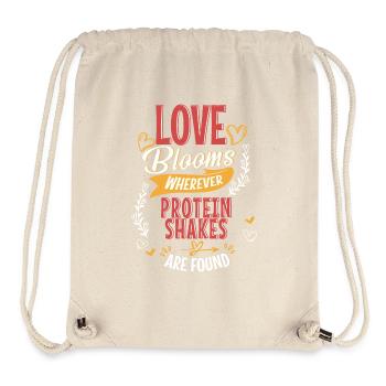 L’amour s’épanouit partout où l’on trouve des shakes protéinés - Sac à cordon recyclé Stanley/Stella - blanc naturel - Devant
