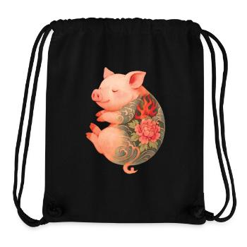 Tätowiertes Ferkel – Friedliche Tinte - Stanley/Stella recycelter Gym Bag - Schwarz - Vorne
