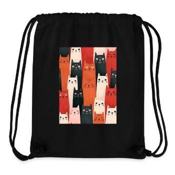 Colorful Cats Illustration - Stanley/Stella Recycled Gym Bag - black - Front