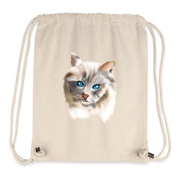 Chat aux yeux bleus - Sac à cordon recyclé Stanley/Stella - blanc naturel - Devant