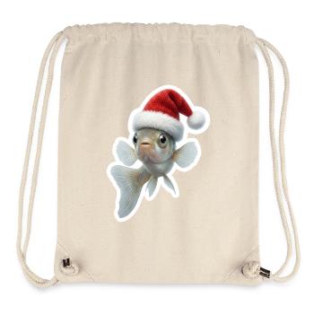 Salutations de Noël Poisson Guppy Bouillonnant - Sac à cordon recyclé Stanley/Stella - blanc naturel - Devant