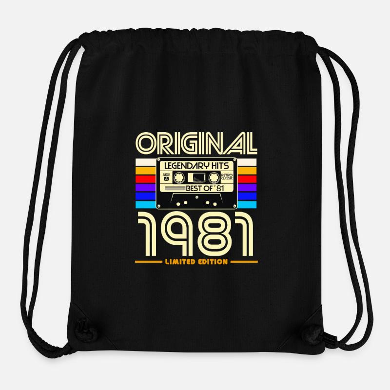 Original 1981 Cassette Rétro Édition Limitée - Sac à cordon recyclé Stanley/Stella - noir
