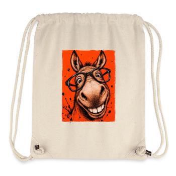 Âne nerd avec des lunettes - Sac à cordon recyclé Stanley/Stella - blanc naturel - Devant