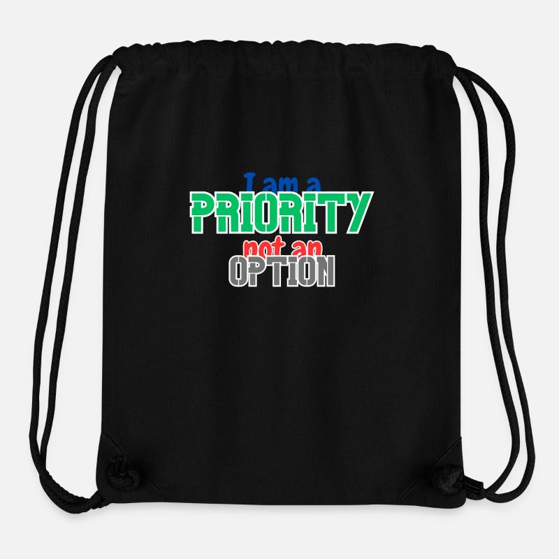 Priorité et non option - Sac à cordon recyclé Stanley/Stella - noir