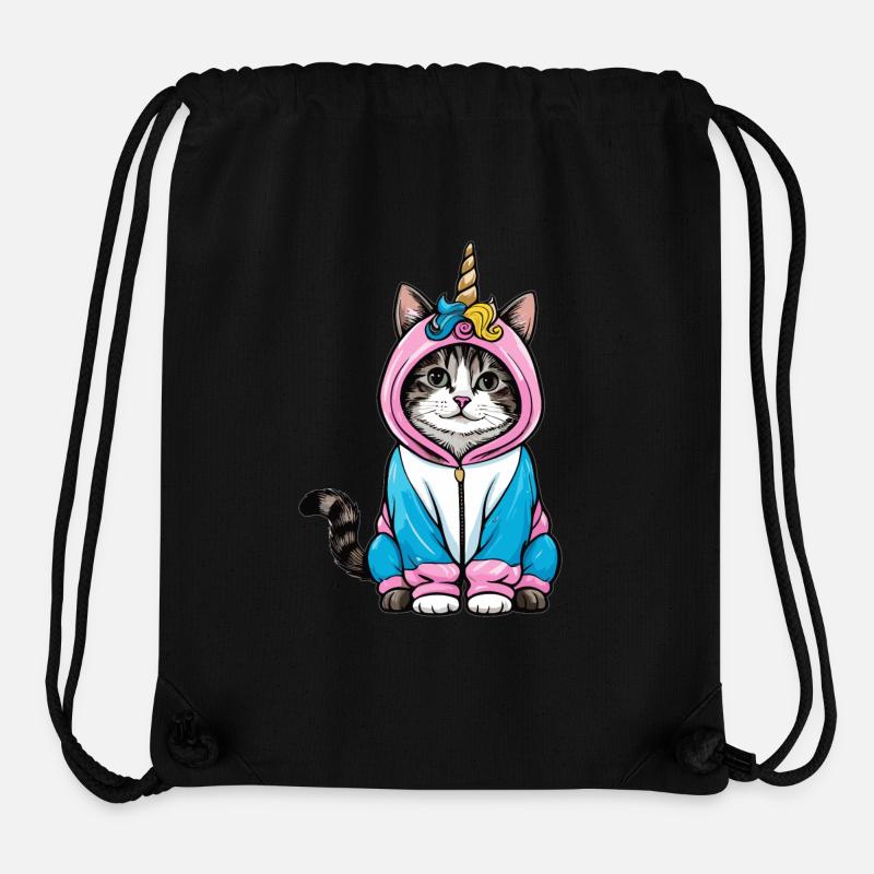 Einhorn Katze - Stanley/Stella recycelter Gym Bag - Schwarz
