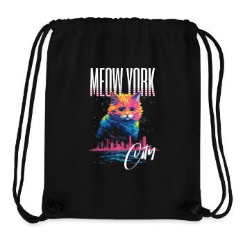 New York City Katze Meow Stadt Skyline Amerika USA - Stanley/Stella recycelter Gym Bag - Schwarz - Vorne