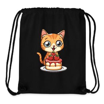 Tarte au chat Gâteau Bec sucré Grignotage Cuisson Sucré - Sac à cordon recyclé Stanley/Stella - noir - Devant