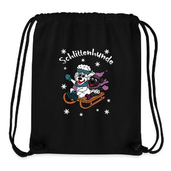 Schlittenhunde - Pudel Schlittenfahrt im Schnee - Stanley/Stella recycelter Gym Bag - Schwarz - Vorne