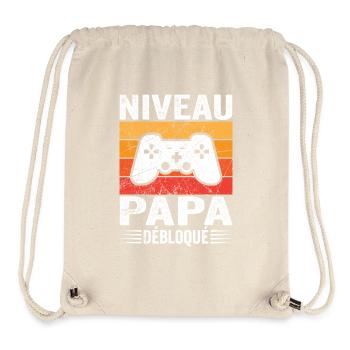 Papa-Level freigeschaltet - Stanley/Stella recycelter Gym Bag - Naturweiß - Vorne