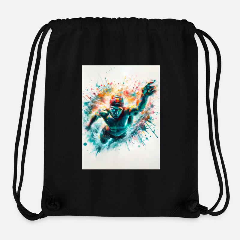 Aquarell-Schwimmer - Stanley/Stella recycelter Gym Bag - Schwarz