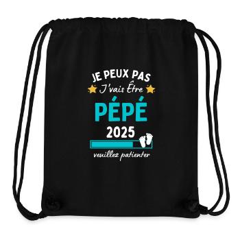 Je peux Pépé en 2025 Cadeau Futur Papy - Sac à cordon recyclé Stanley/Stella - noir - Devant